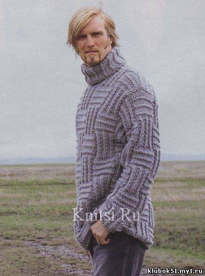 самые красивые мужские свитера вязаные спицами с описанием работы